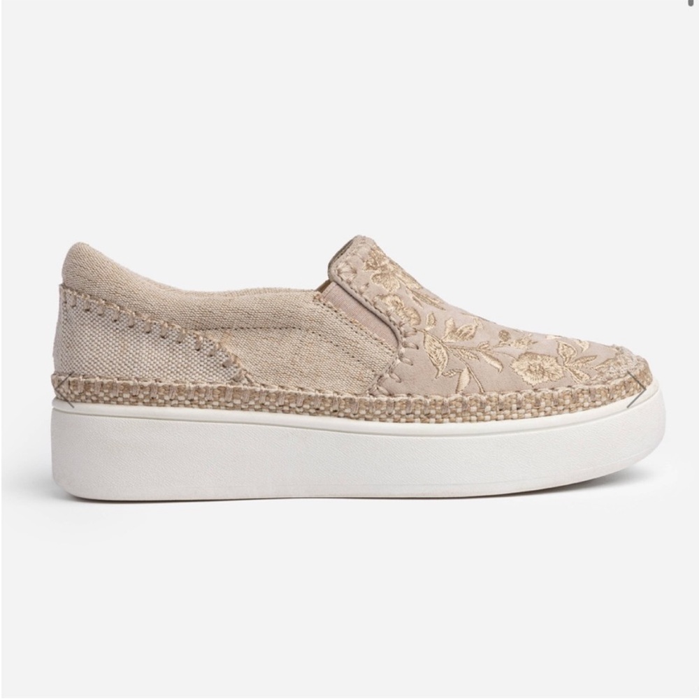 Johnny Was Cecilia Slip-On Embroidered Sand Sneakers - Picture 2 of 10